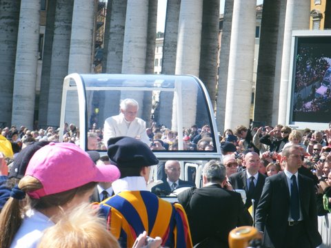 The Pope in the Popemobile, by Oliver Simkin
