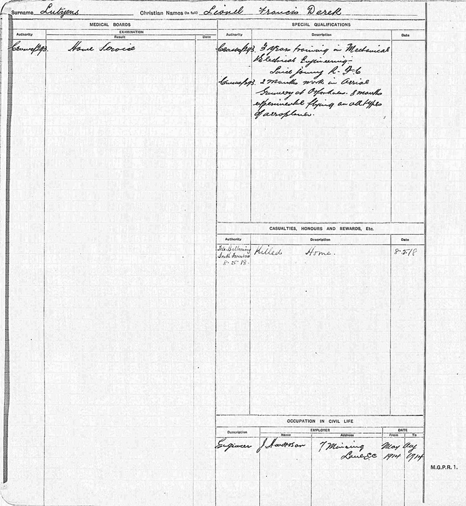 RAF officers' service records 1918 – 1919